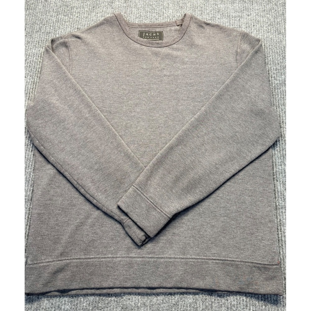 Jachs New York Mens XL Gray Crewneck Fleece Sweatshirt Heathered Stretch Soft